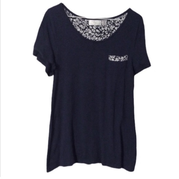 Oscar de la Renta Tops - OSCAR DE LA RENTA Navy Blue Short Sleeve TEE Size Medium